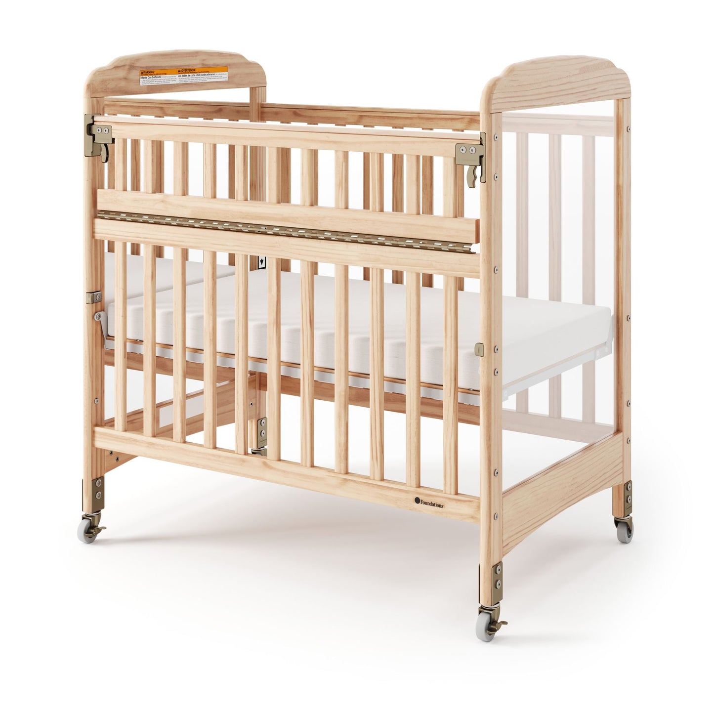 Foundations - Next Gen Serenity SafeReach Side Gate Compact Crib - Mirrored (One End) Natural (FOU-2543040)