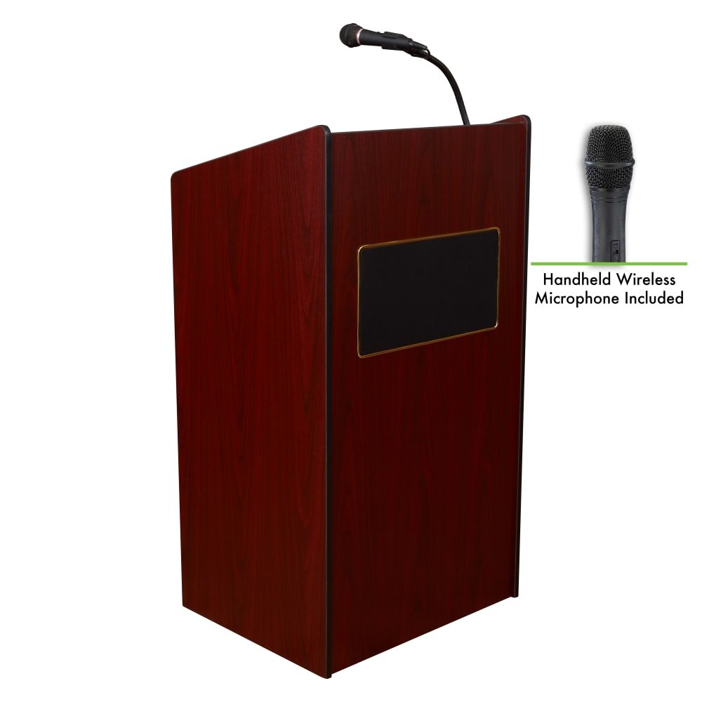 Oklahoma Sound Aristocrat Floor Lectern with Sound - Mahogany Finish (OKL - 6010) - SchoolOutlet