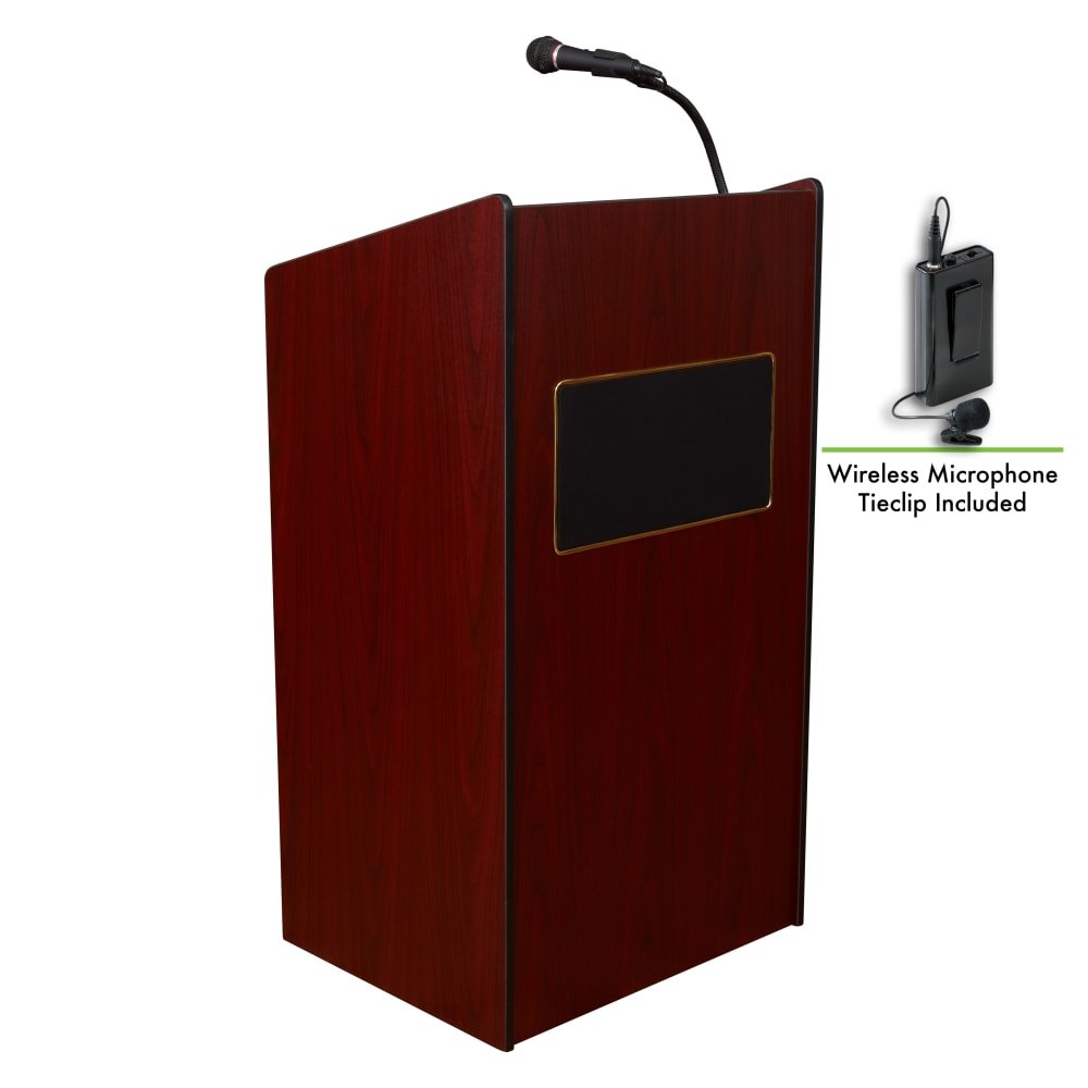 Oklahoma Sound Aristocrat Floor Lectern with Sound - Mahogany Finish (OKL - 6010) - SchoolOutlet