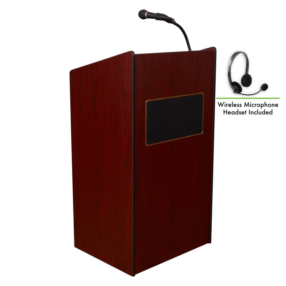 Oklahoma Sound Aristocrat Floor Lectern with Sound - Mahogany Finish (OKL - 6010) - SchoolOutlet