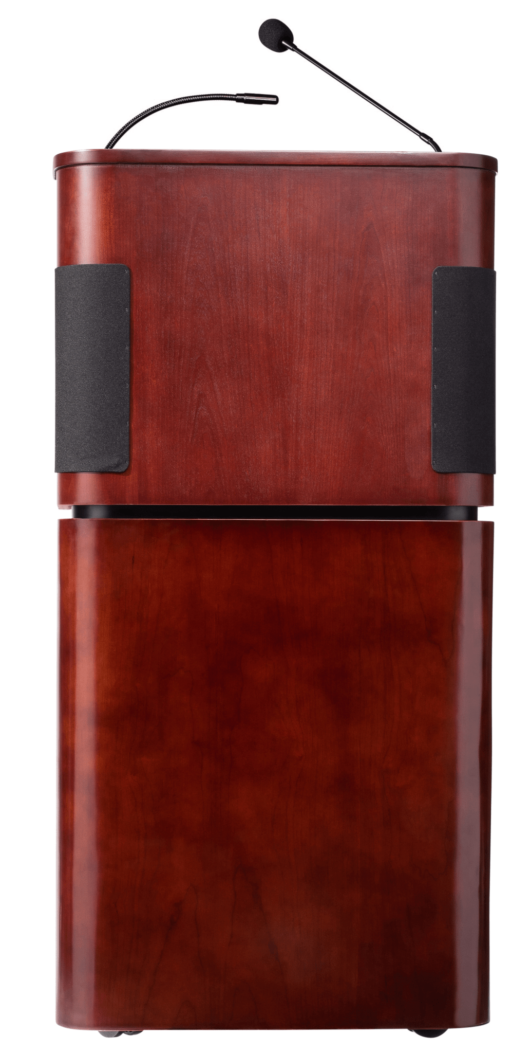 Oklahoma Sound Tabletop & Base Combo Sound Lectern, Mahogany on Walnut with Speaker and Reading Lamp (OKL - 950/901 - MY/WT) - SchoolOutlet