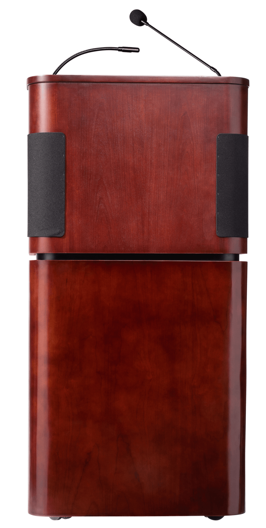 Oklahoma Sound Tabletop & Base Combo Sound Lectern, Mahogany on Walnut with Speaker and Reading Lamp (OKL - 950/901 - MY/WT) - SchoolOutlet