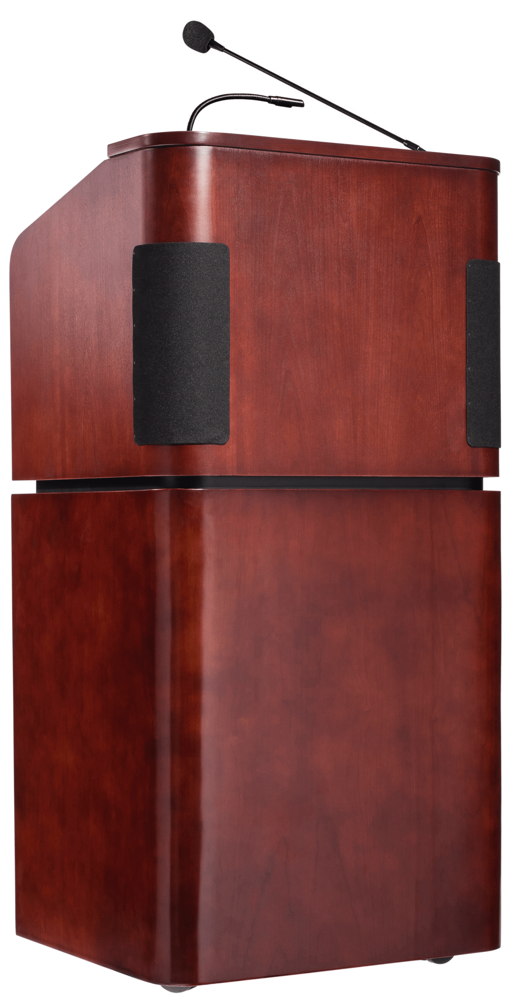 Oklahoma Sound Tabletop & Base Combo Sound Lectern, Mahogany on Walnut with Speaker and Reading Lamp (OKL - 950/901 - MY/WT) - SchoolOutlet