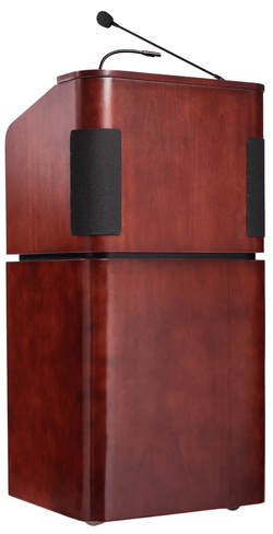 Oklahoma Sound Tabletop & Base Combo Sound Lectern, Mahogany on Walnut with Speaker and Reading Lamp (OKL-950/901-MY/WT)