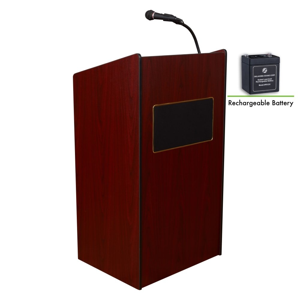 Oklahoma Sound Aristocrat Floor Lectern with Sound - Mahogany Finish (OKL - 6010) - SchoolOutlet