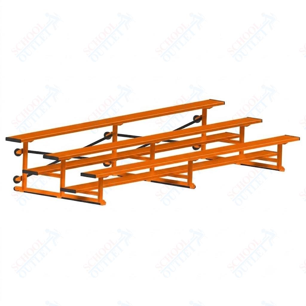 Jaypro Sports Bleacher - 3 Row - Tip & Roll, Single Foot Plank, Powder Coated - 15' L (BLCH-3TRGPC)