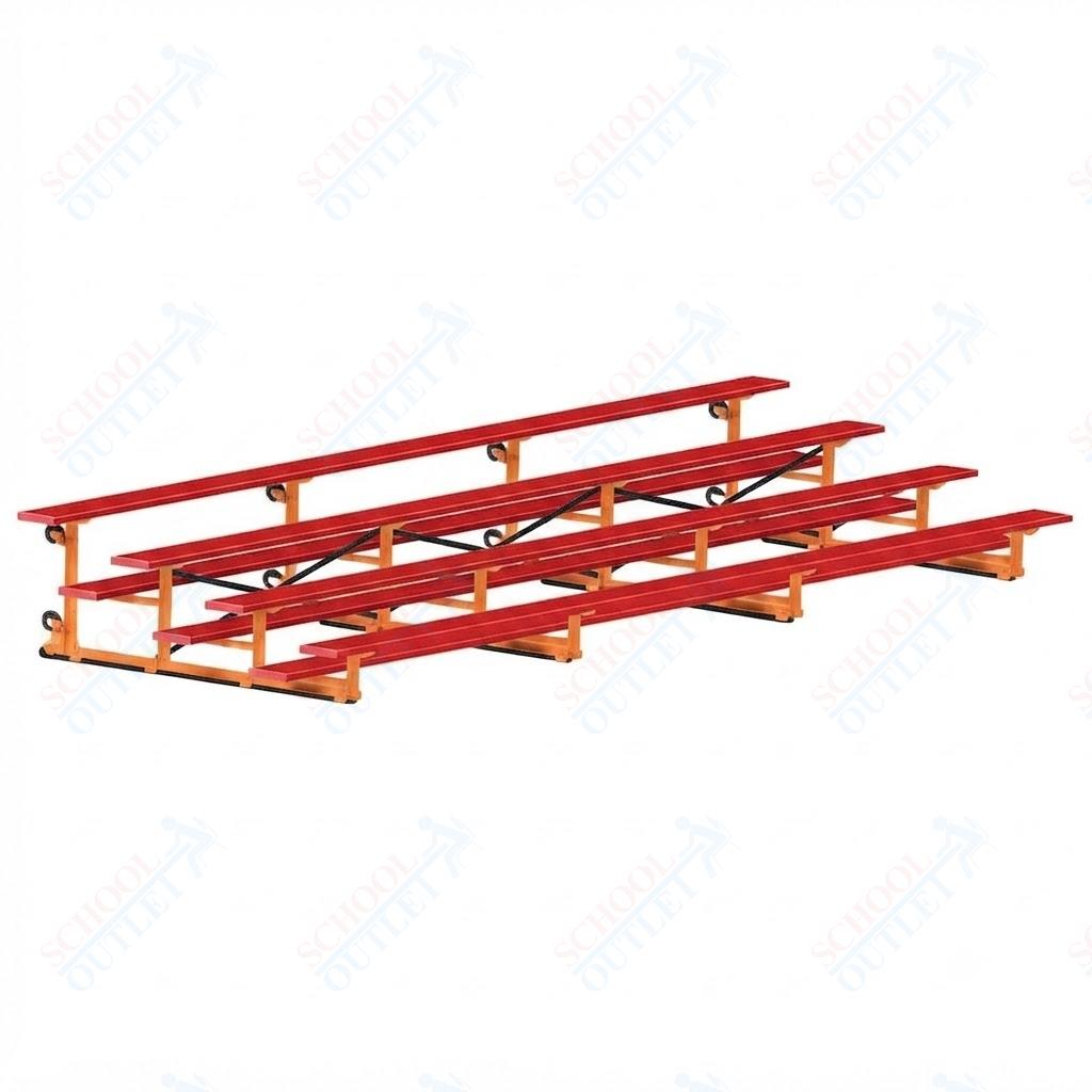 Jaypro Sports Bleacher - 4 Row - Tip & Roll, Single Foot Plank, Powder Coated - 21' L (BLCH-421TRGPC)