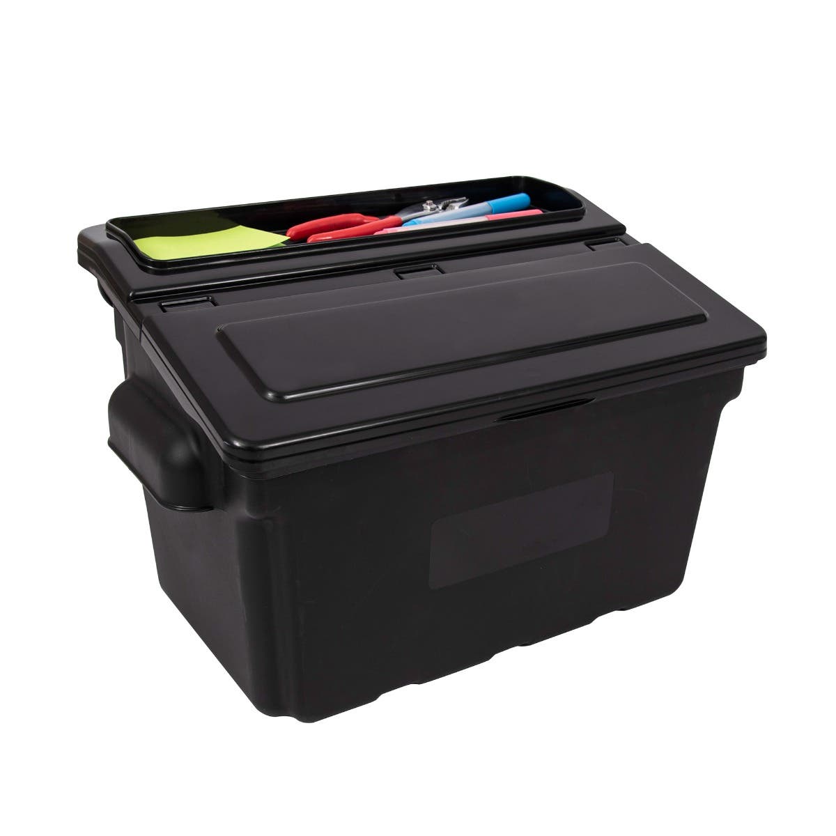 Luxor 24" x 18" Plastic Utility Tub Cart - Three Shelves with Outrigger Utility Cart Bins (Luxor LUX-SEC111-B-OUTRIG)