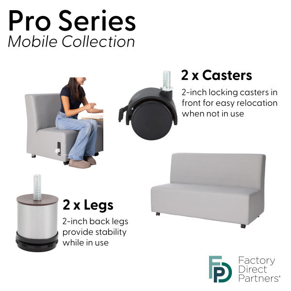 FDP Pro Series Upholstered Square Mobile Ottoman with Tech Panel (15027-XX)