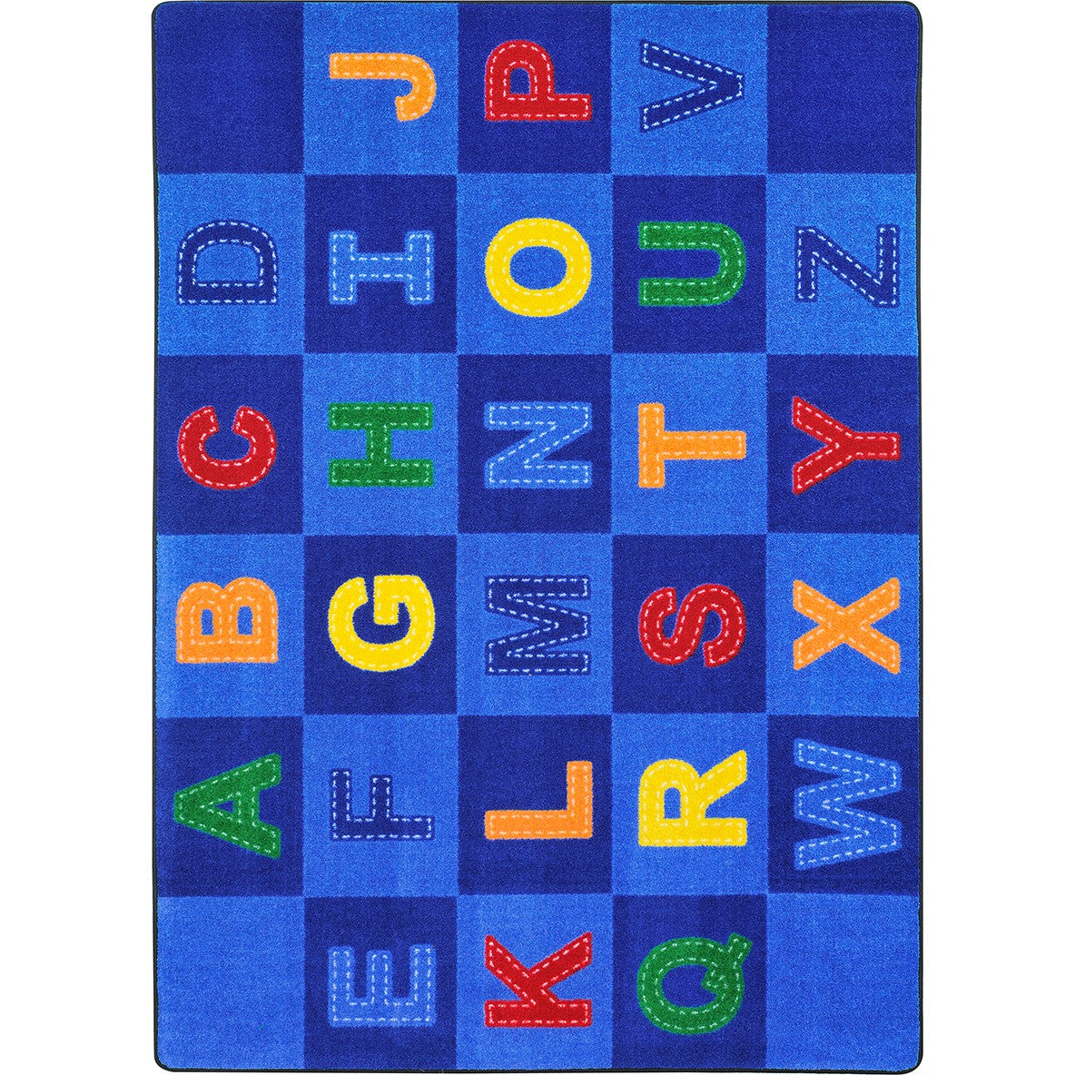 Patchwork Letters Kid Essentials Collection Area Rug for Classrooms and Schools Libraries by Joy Carpets