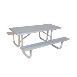 UltraPlay 8' Extra Heavy Duty Rectangular Portable Aluminum Outdoor Picnic Table 29.25" W x 96.25" L x 30.25" H with 18.25" H Bench (238-A8)