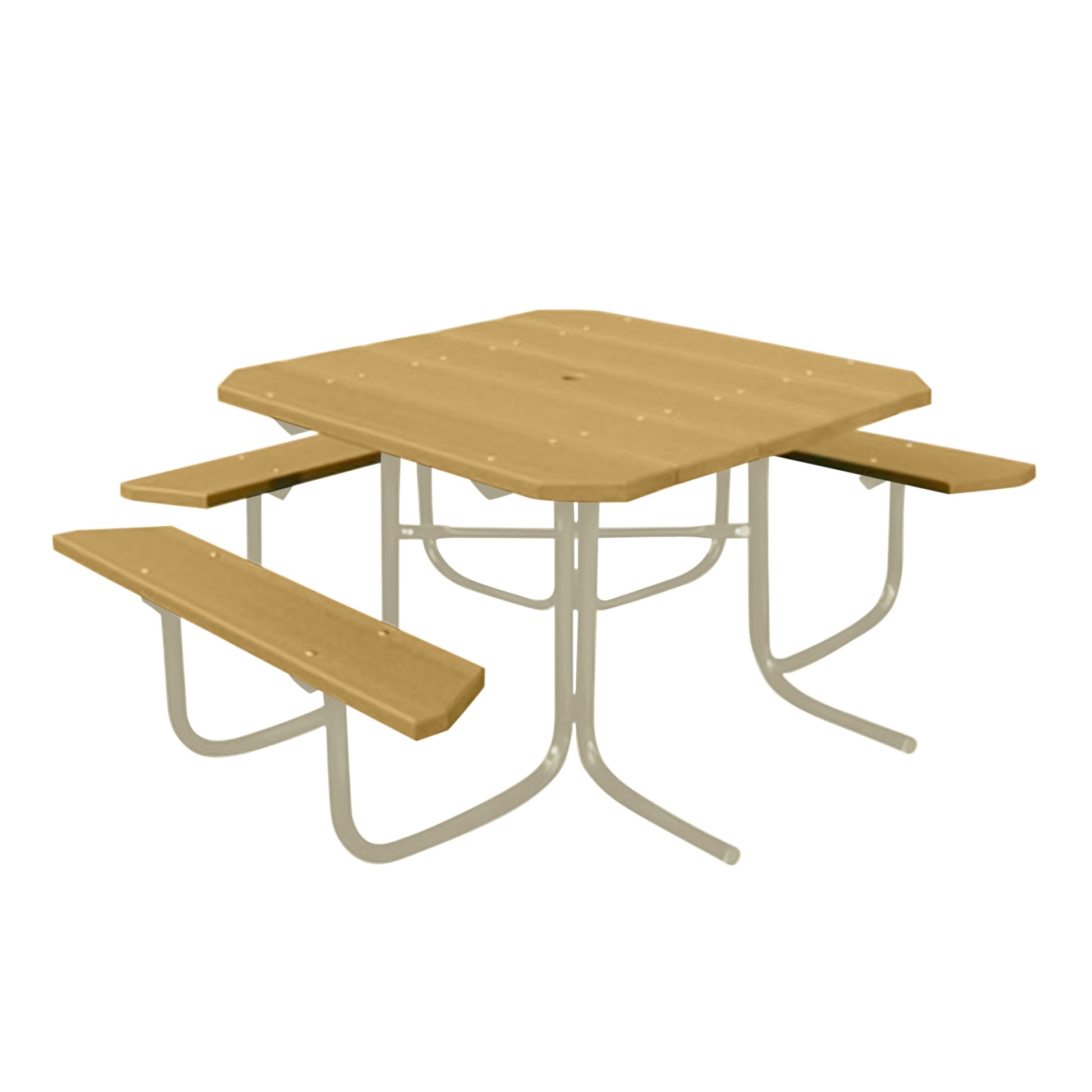 UltraPlay 48" Wood Finish ADA Square Table with 3 - seat - SchoolOutlet