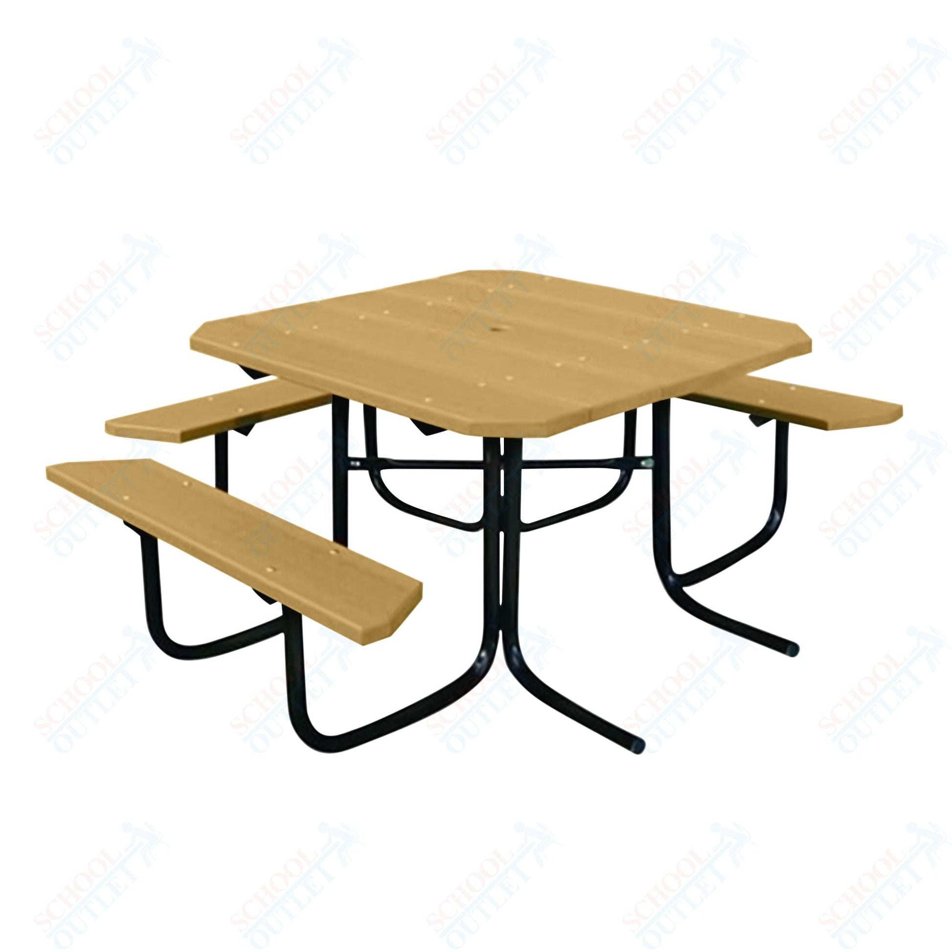 UltraPlay 48" Wood Finish ADA Square Table with 3 - seat - SchoolOutlet