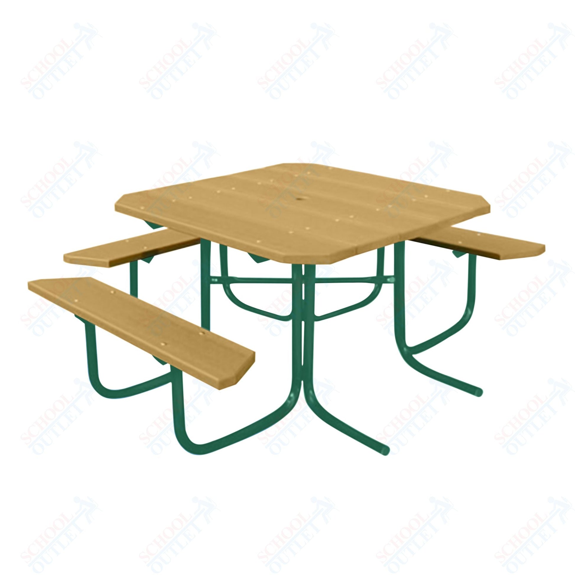 UltraPlay 48" Wood Finish ADA Square Table with 3 - seat - SchoolOutlet