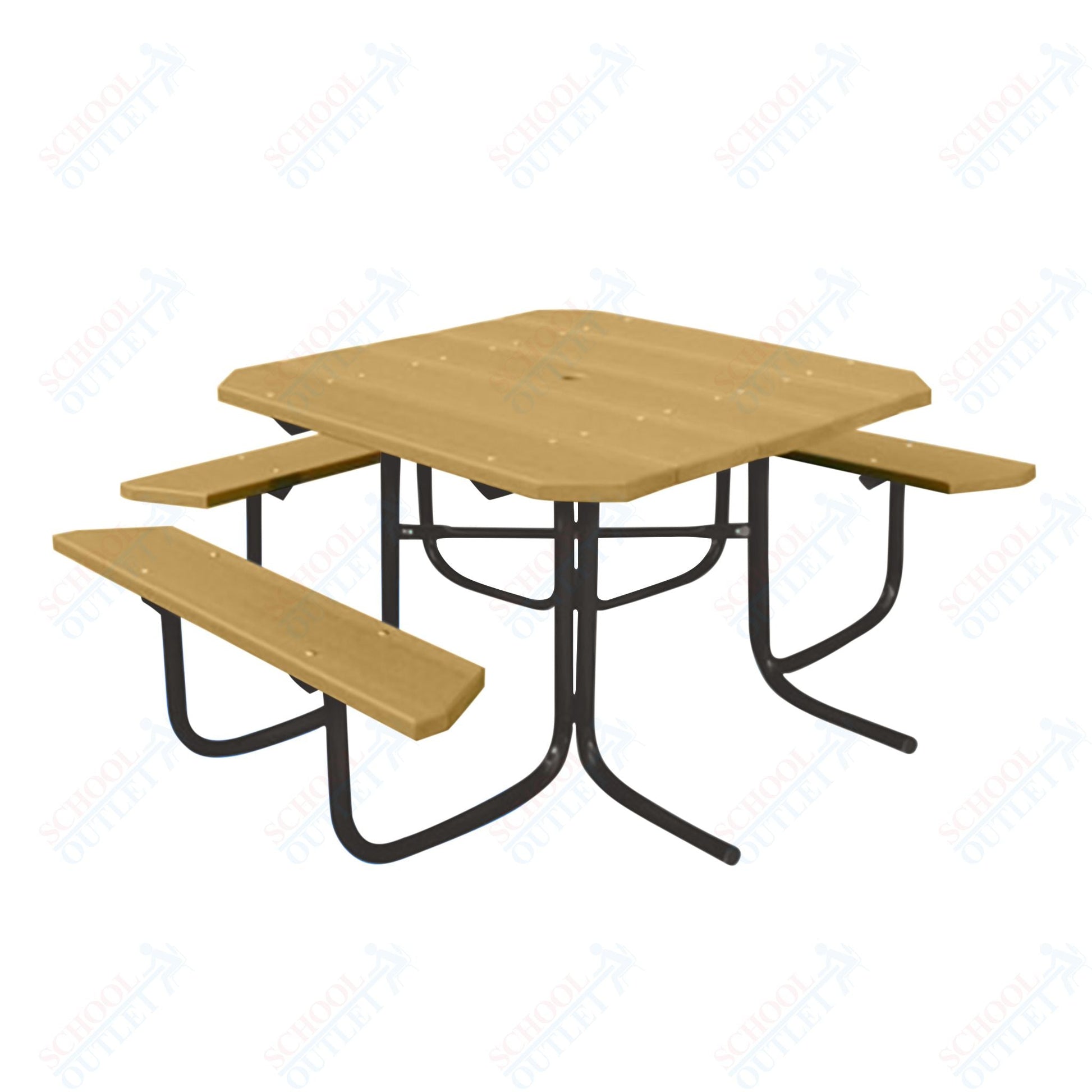 UltraPlay 48" Wood Finish ADA Square Table with 3 - seat - SchoolOutlet