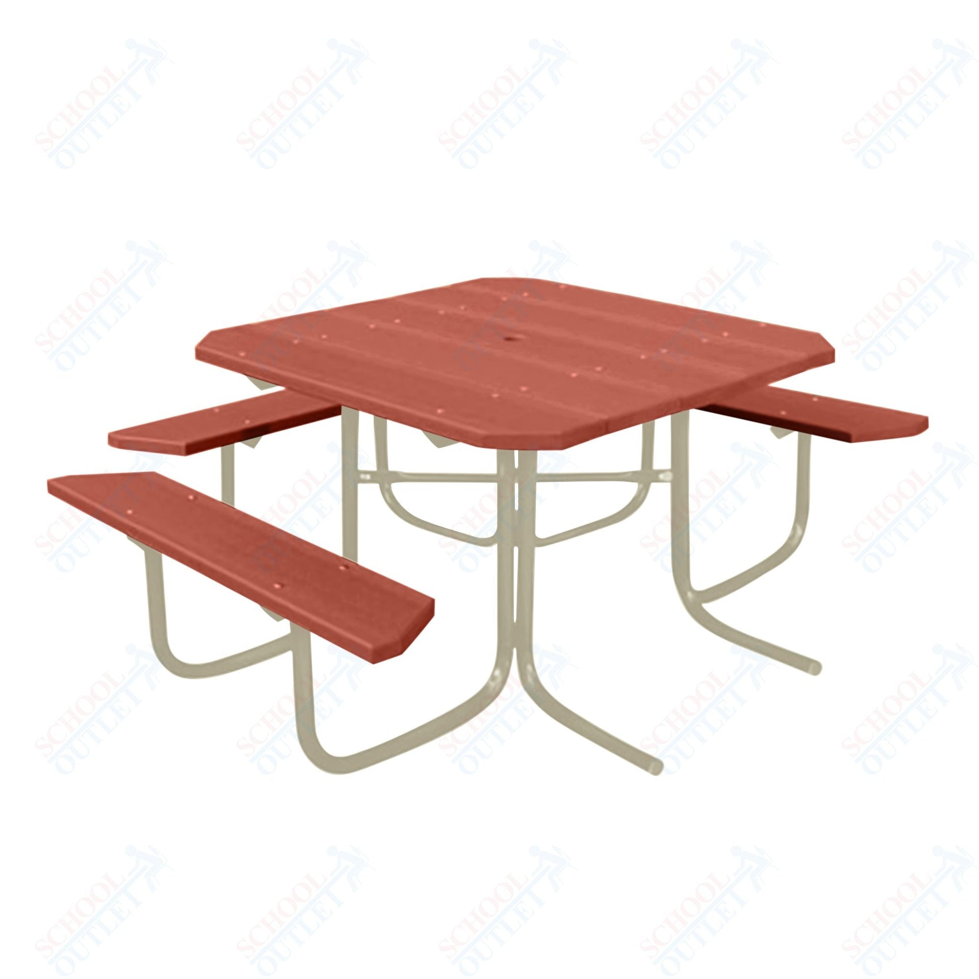 UltraPlay 48" Wood Finish ADA Square Table with 3 - seat - SchoolOutlet