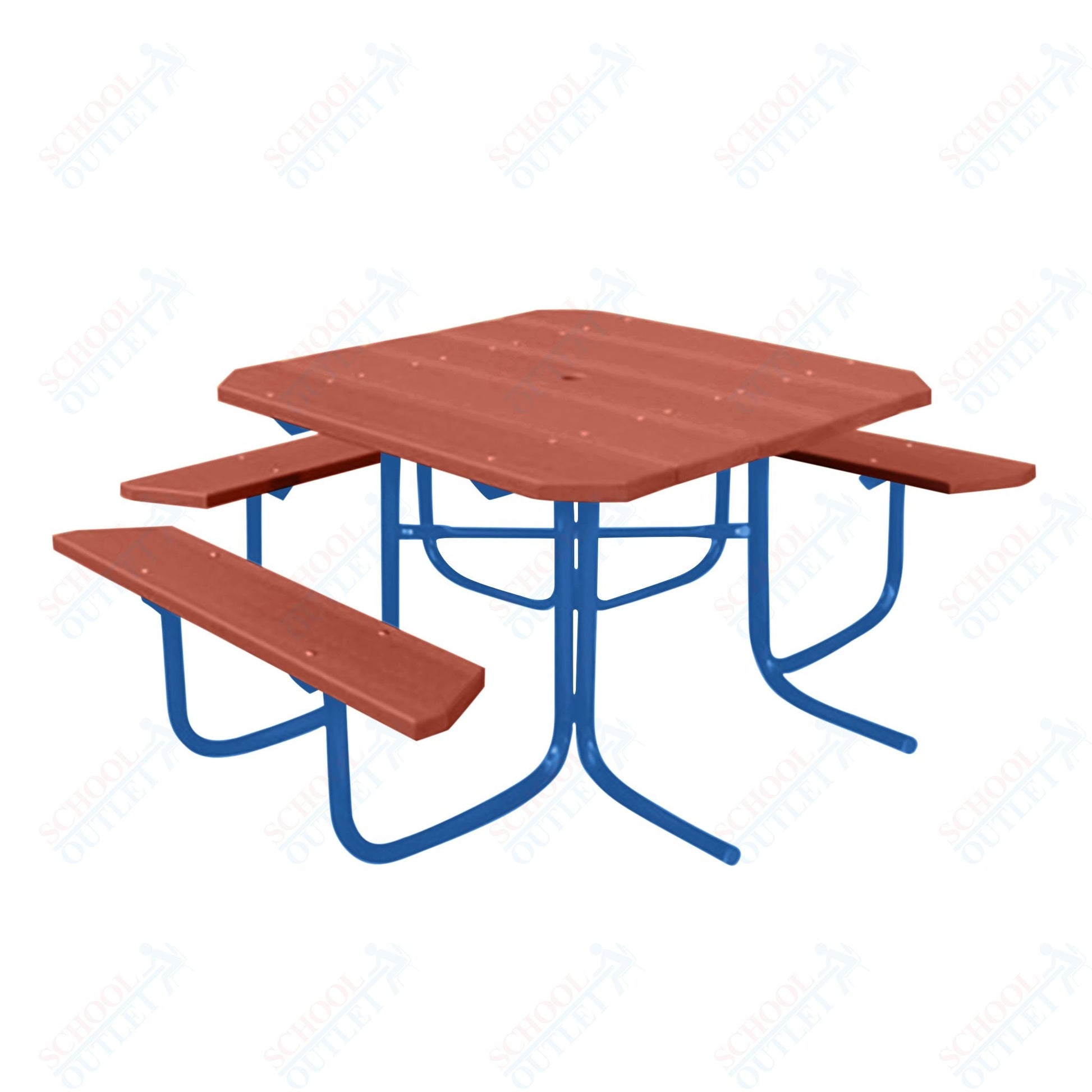 UltraPlay 48" Wood Finish ADA Square Table with 3 - seat - SchoolOutlet