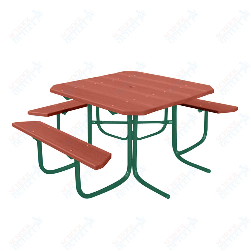 UltraPlay 48" Wood Finish ADA Square Table with 3 - seat - SchoolOutlet