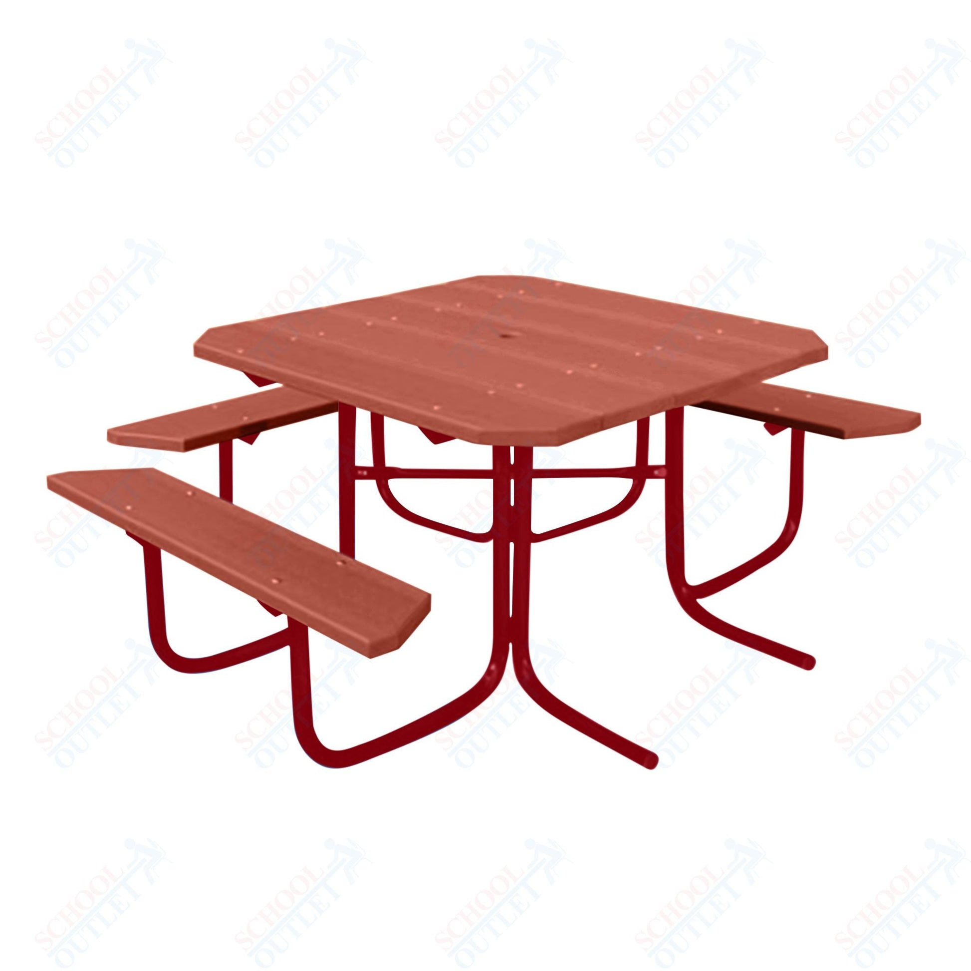 UltraPlay 48" Wood Finish ADA Square Table with 3 - seat - SchoolOutlet