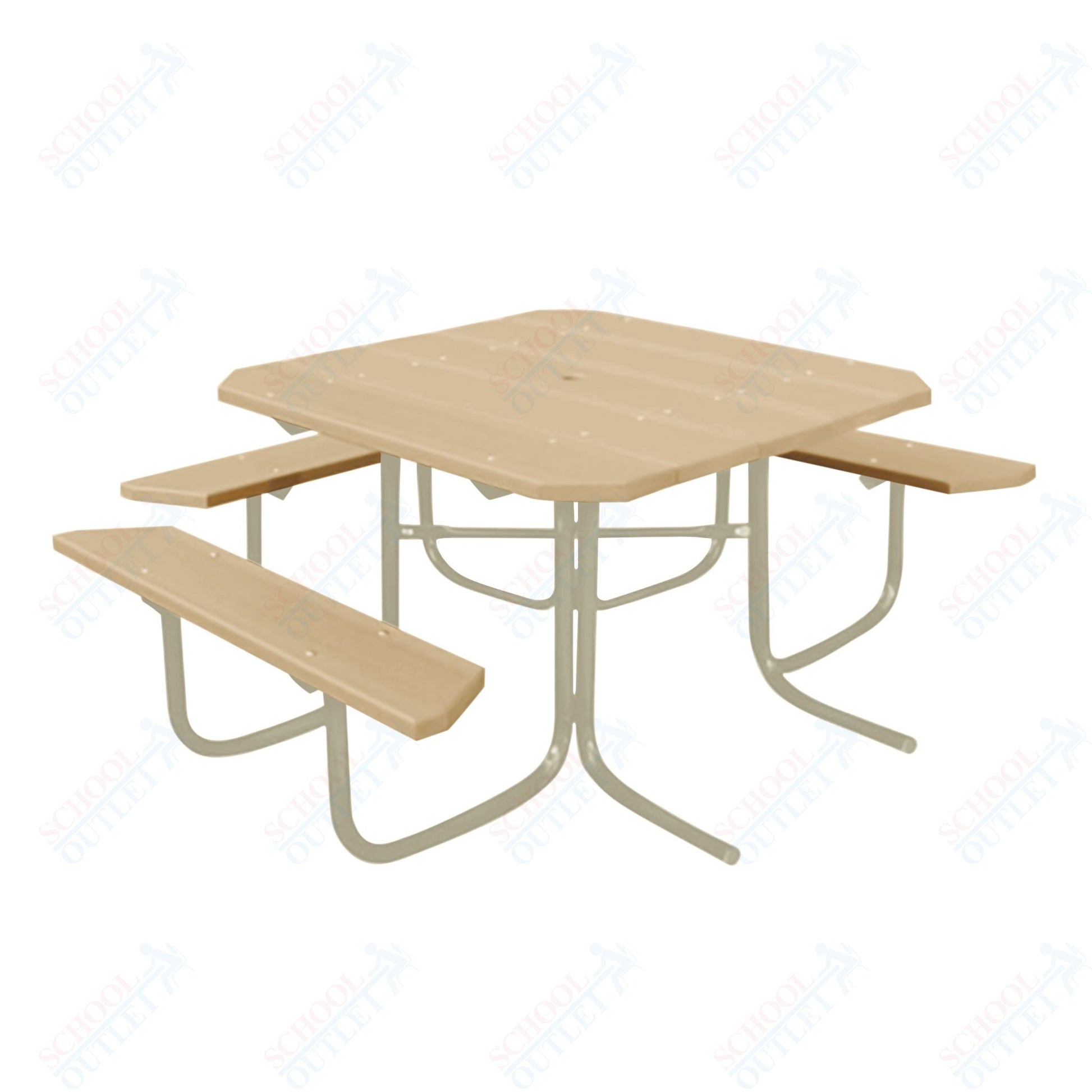 UltraPlay 48" Wood Finish ADA Square Table with 3 - seat - SchoolOutlet