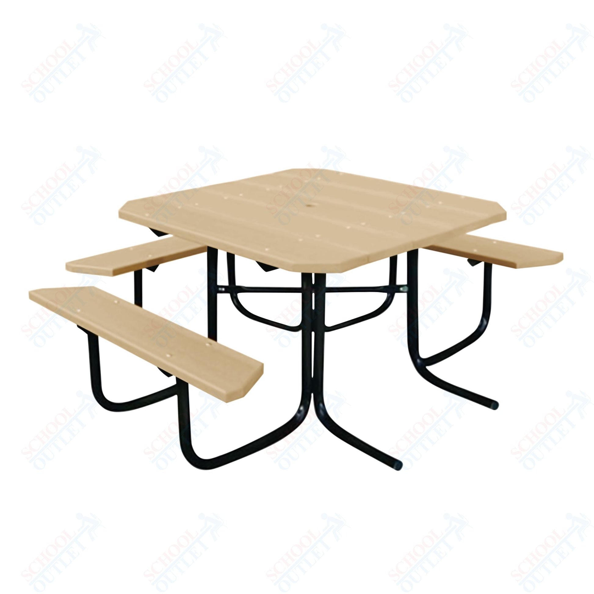 UltraPlay 48" Wood Finish ADA Square Table with 3 - seat - SchoolOutlet
