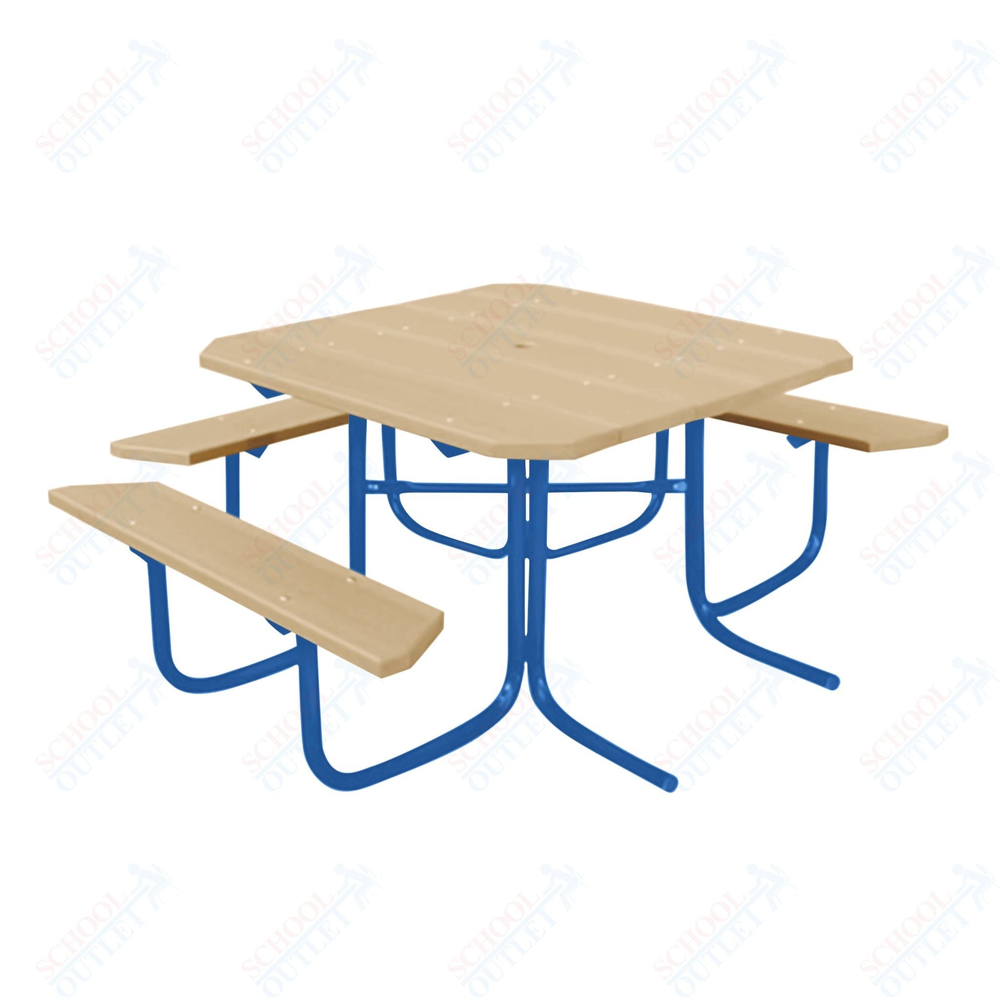 UltraPlay 48" Wood Finish ADA Square Table with 3 - seat - SchoolOutlet