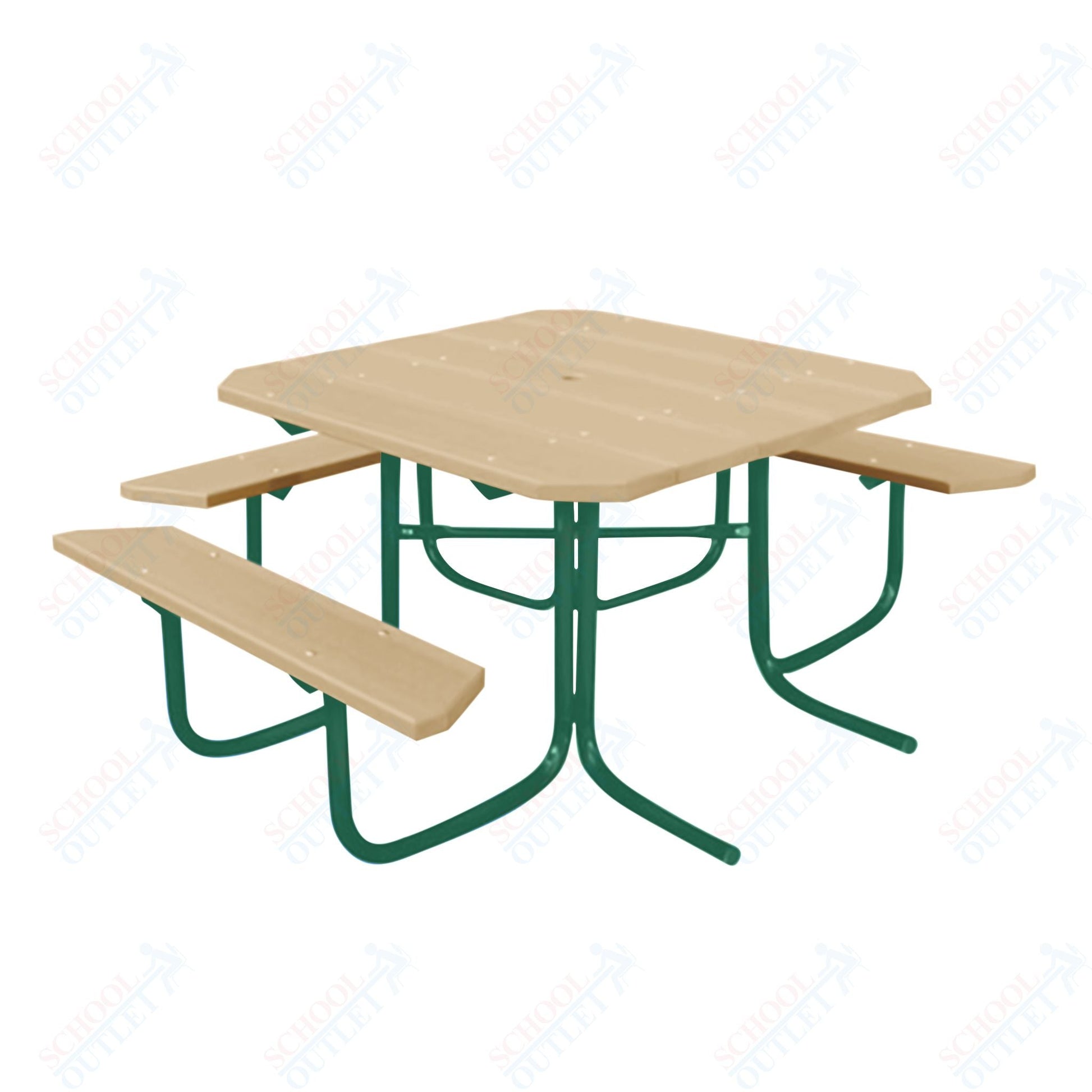 UltraPlay 48" Wood Finish ADA Square Table with 3 - seat - SchoolOutlet