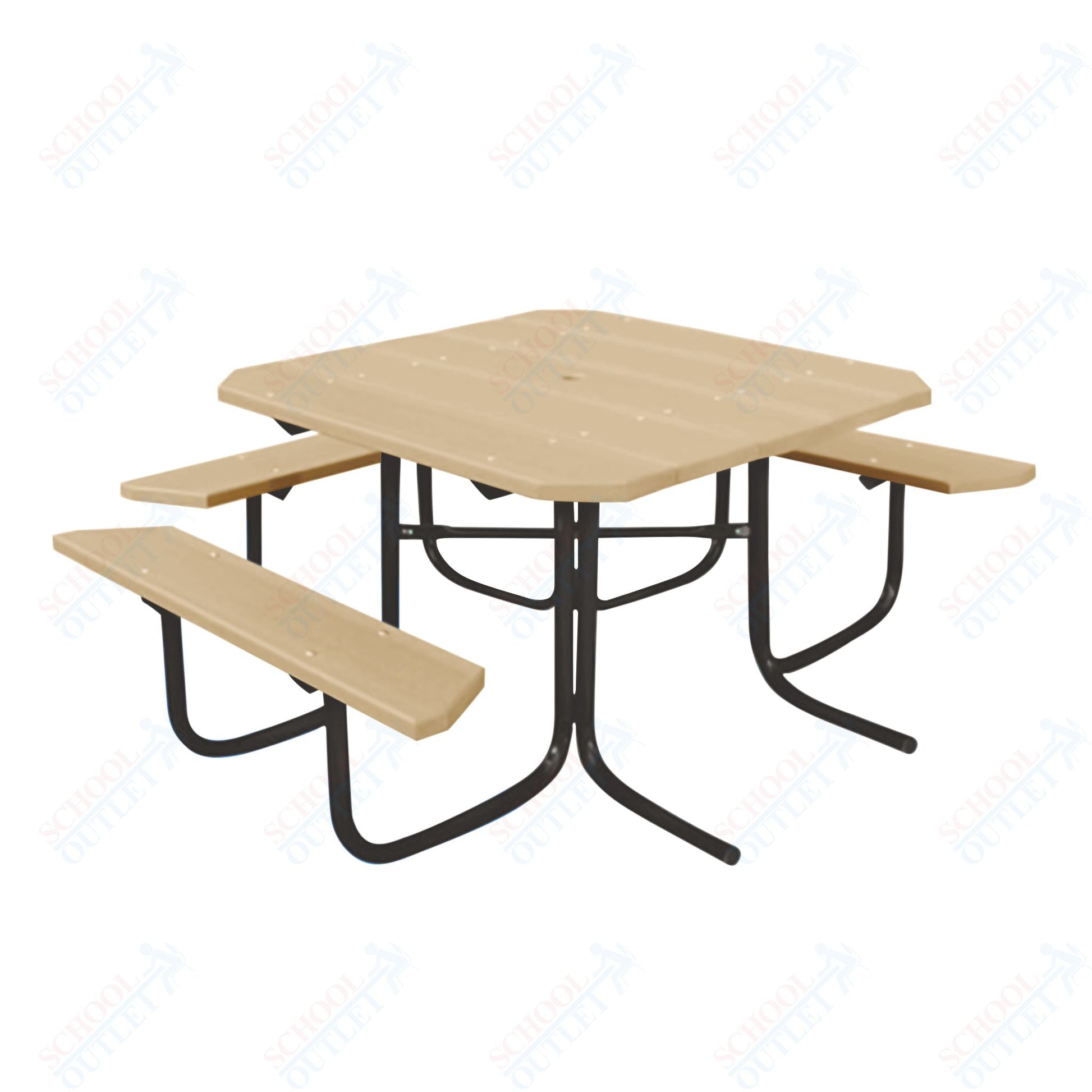 UltraPlay 48" Wood Finish ADA Square Table with 3 - seat - SchoolOutlet