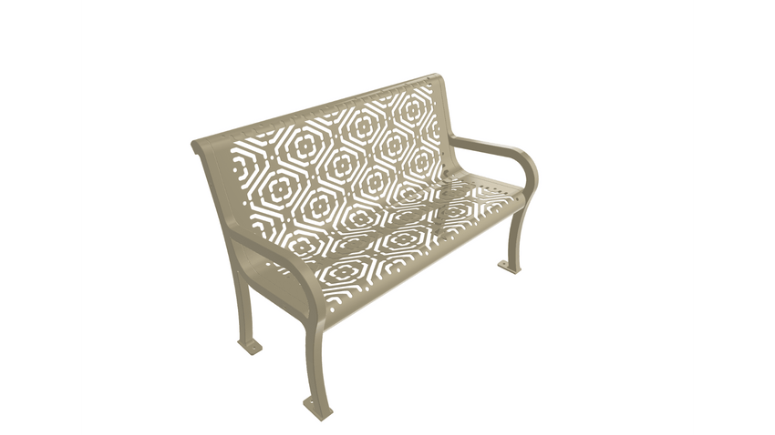 UltraPlay Lexington Outdoor Bench with Back 4'L - Surface Mount Legs - SchoolOutlet