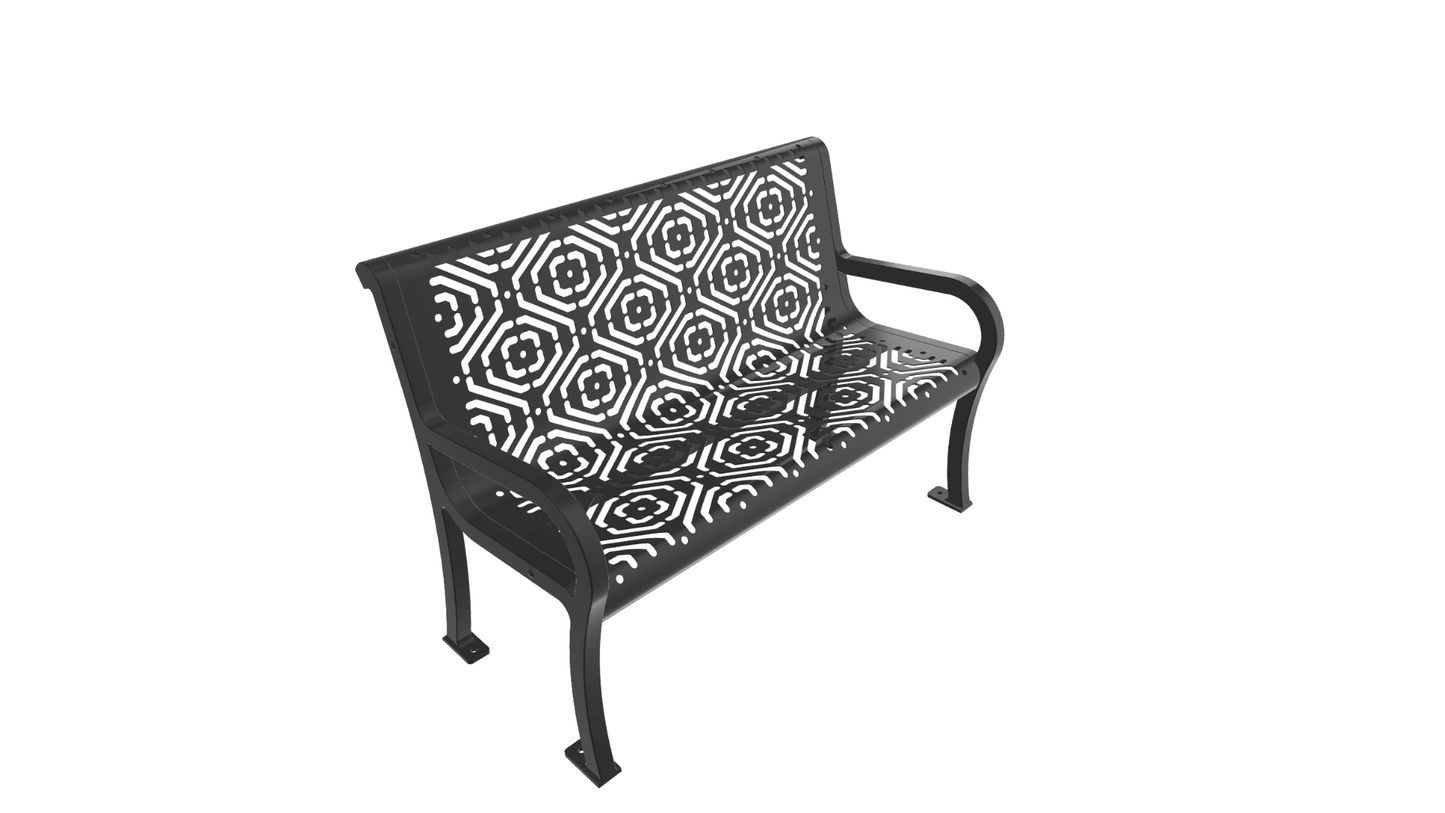 UltraPlay Lexington Outdoor Bench with Back 4'L - Surface Mount Legs - SchoolOutlet