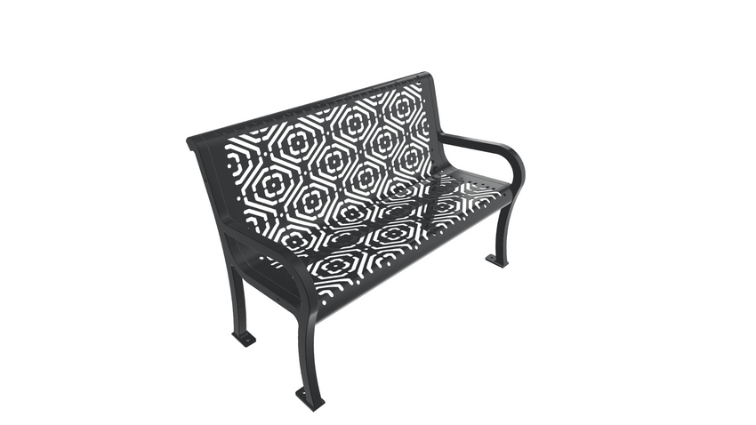 UltraPlay Lexington Outdoor Bench with Back 4'L - Surface Mount Legs - SchoolOutlet