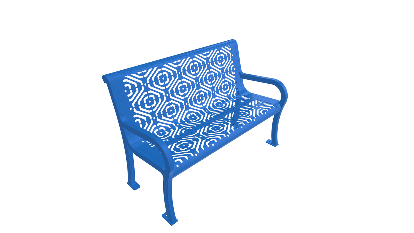 UltraPlay Lexington Outdoor Bench with Back 4'L - Surface Mount Legs - SchoolOutlet