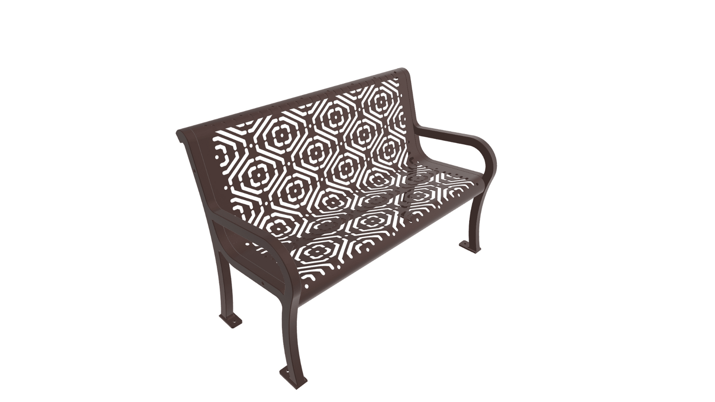 UltraPlay Lexington Outdoor Bench with Back 4'L - Surface Mount Legs - SchoolOutlet