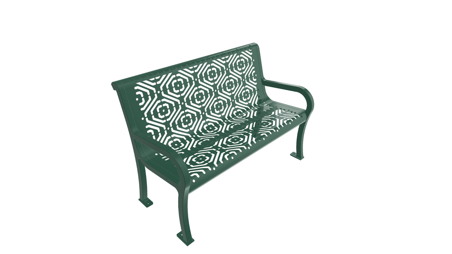 UltraPlay Lexington Outdoor Bench with Back 4'L - Surface Mount Legs - SchoolOutlet