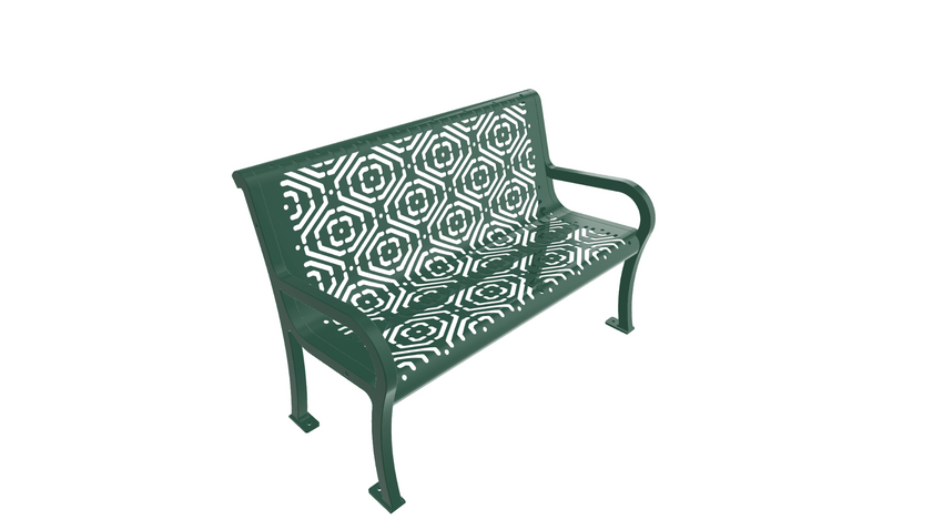 UltraPlay Lexington Outdoor Bench with Back 4'L - Surface Mount Legs - SchoolOutlet