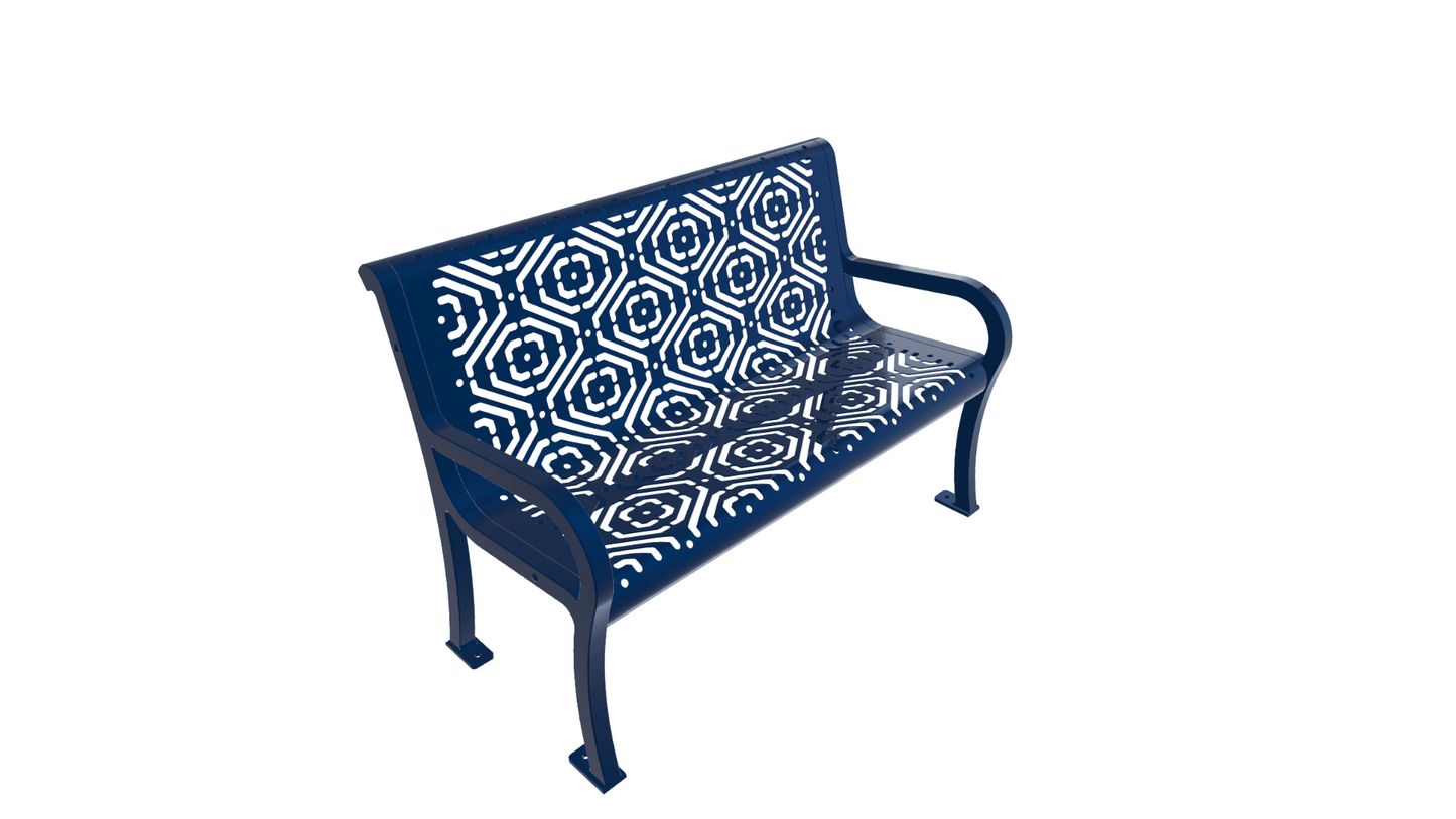 UltraPlay Lexington Outdoor Bench with Back 4'L - Surface Mount Legs - SchoolOutlet