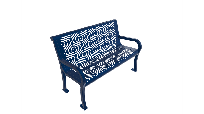 UltraPlay Lexington Outdoor Bench with Back 4'L - Surface Mount Legs - SchoolOutlet