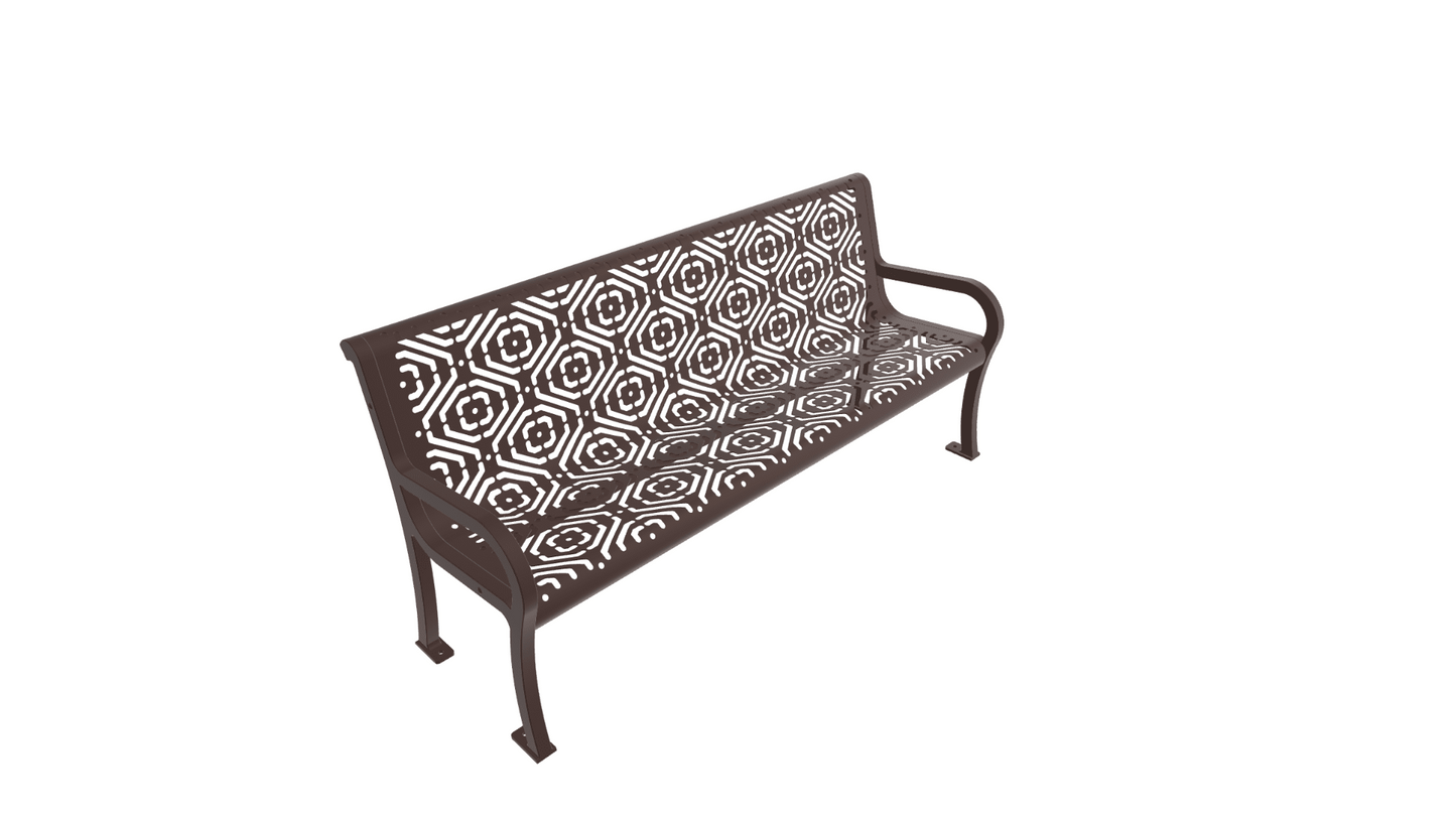 UltraPlay Lexington Outdoor Bench with Back 6'L - Surface Mount Legs - SchoolOutlet