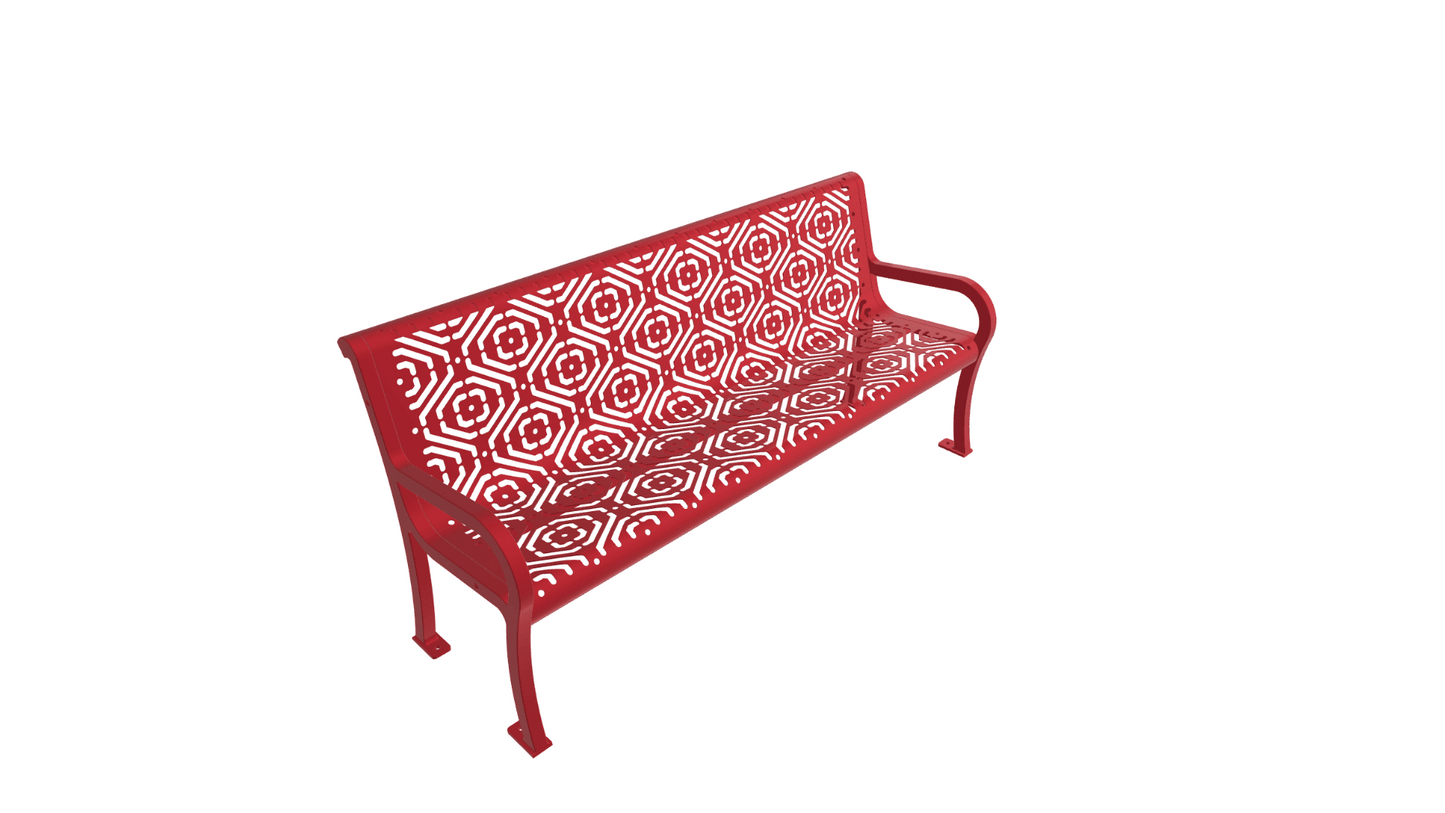 UltraPlay Lexington Outdoor Bench with Back 6'L - Surface Mount Legs - SchoolOutlet