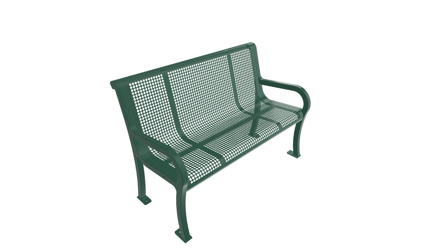 UltraPlay Lexington Outdoor Bench with Back 4'L - Surface Mount Legs - SchoolOutlet