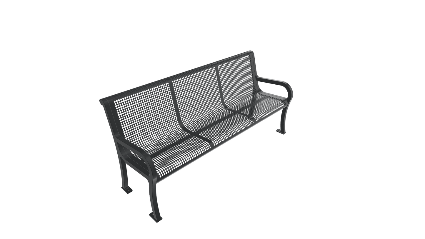 UltraPlay Lexington Outdoor Bench with Back 6'L - Surface Mount Legs - SchoolOutlet