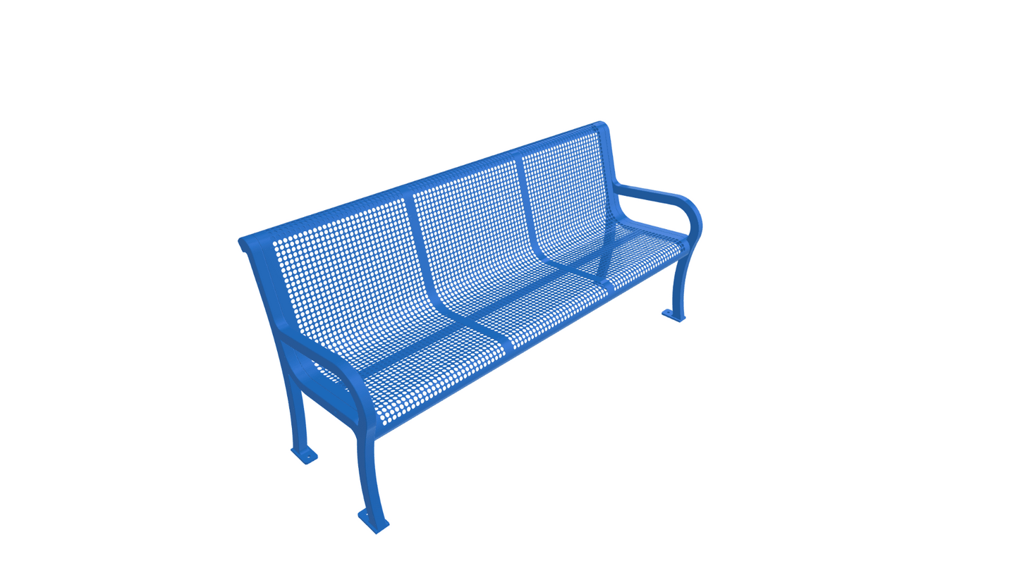 UltraPlay Lexington Outdoor Bench with Back 6'L - Surface Mount Legs - SchoolOutlet