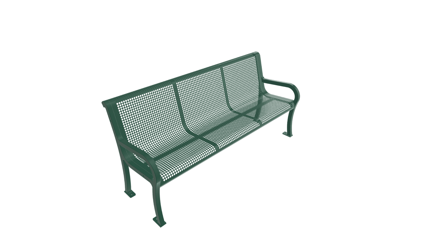 UltraPlay Lexington Outdoor Bench with Back 6'L - Surface Mount Legs - SchoolOutlet