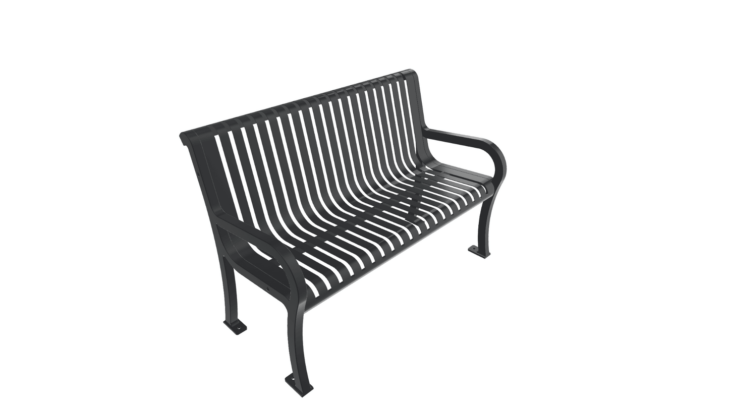 UltraPlay Lexington Outdoor Bench with Back 4'L - Surface Mount Legs - SchoolOutlet