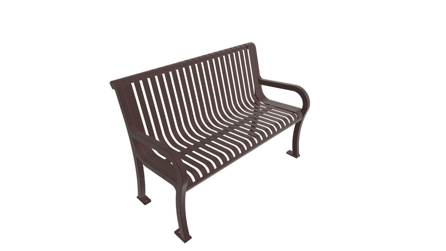 UltraPlay Lexington Outdoor Bench with Back 4'L - Surface Mount Legs - SchoolOutlet