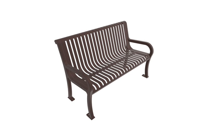 UltraPlay Lexington Outdoor Bench with Back 4'L - Surface Mount Legs - SchoolOutlet