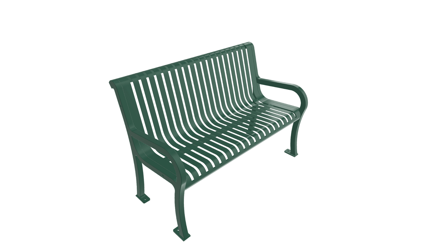 UltraPlay Lexington Outdoor Bench with Back 4'L - Surface Mount Legs - SchoolOutlet