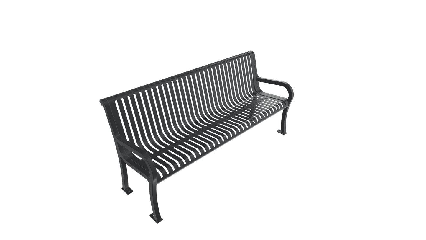 UltraPlay Lexington Outdoor Bench with Back 6'L - Surface Mount Legs - SchoolOutlet