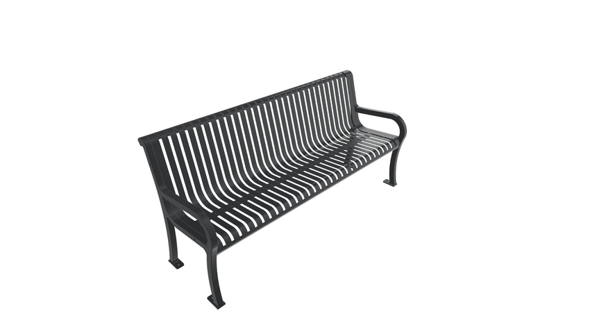 UltraPlay Lexington Outdoor Bench with Back 6'L - Surface Mount Legs - SchoolOutlet