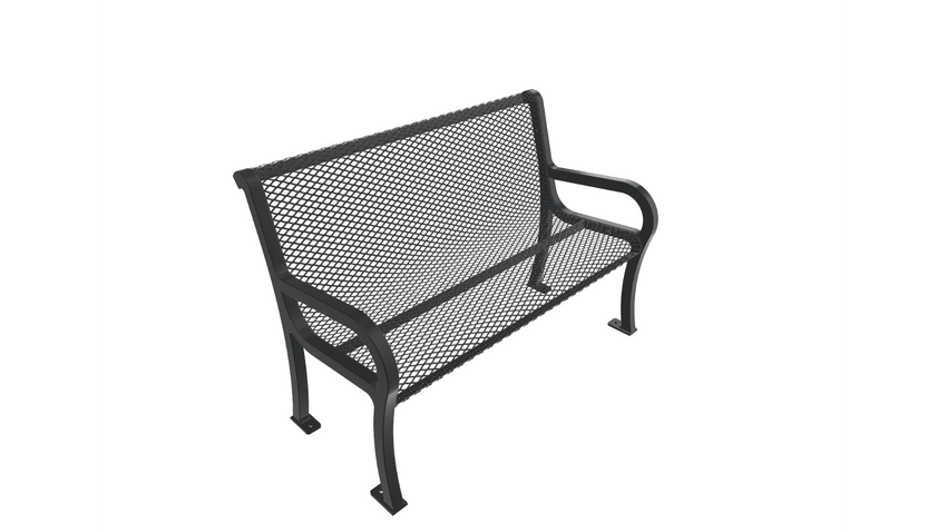 UltraPlay Lexington Outdoor Bench with Back 4'L - Surface Mount Legs - SchoolOutlet